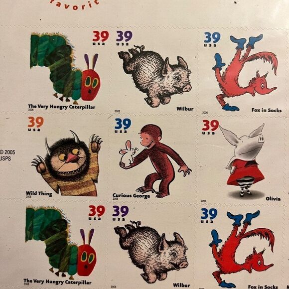 NEW Vintage 16 Collectable Stamps Picture Book Animals Full Pane Curious George - Picture 9 of 9